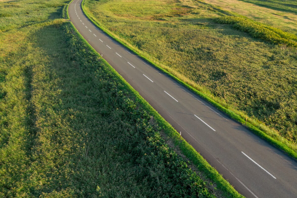 草原が広がる道路